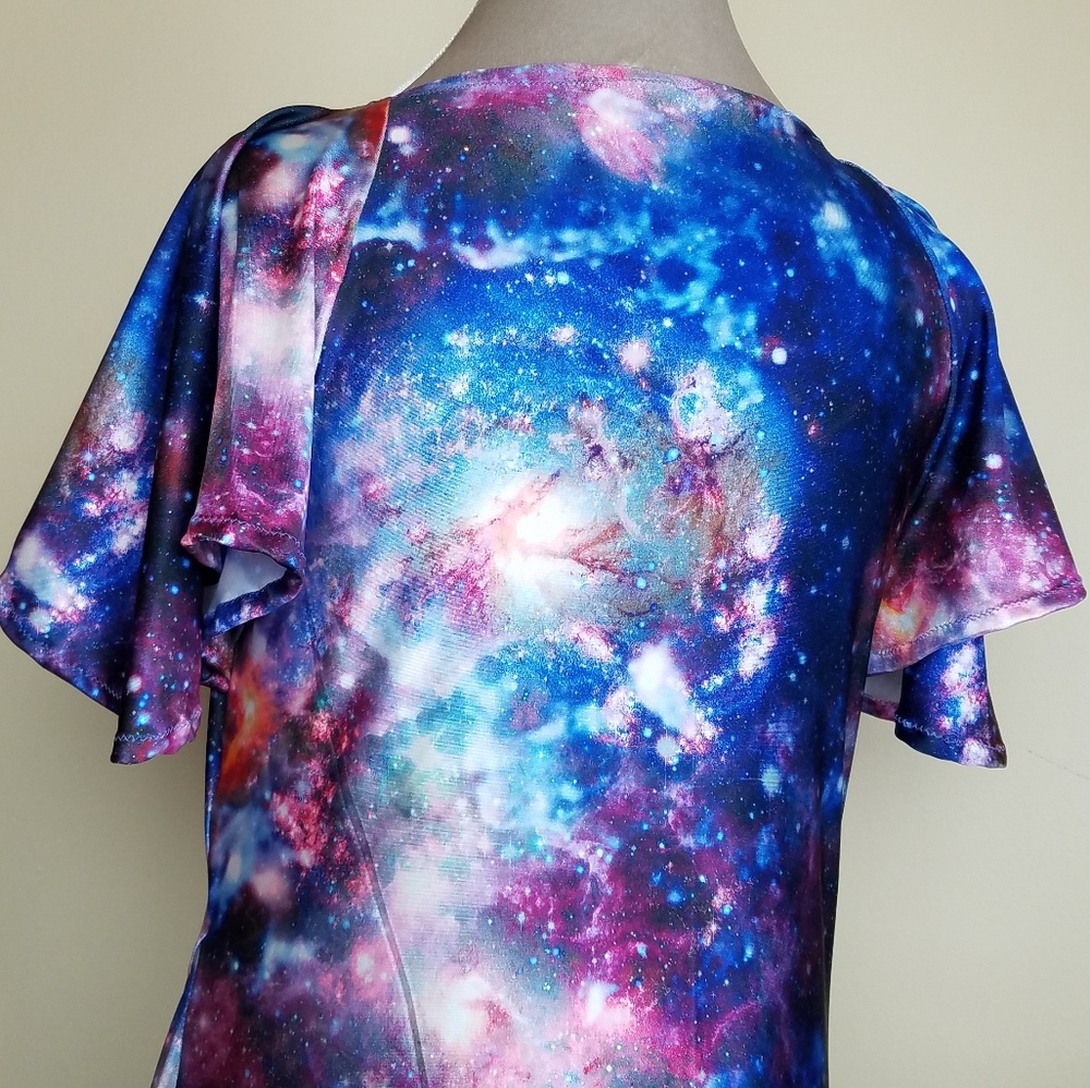 Galaxy Nebula Rainbow High Low Maxi Dress - Picture 5 of 7